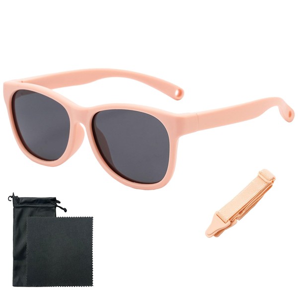 MUNSKT Pink Soft & Foldable Polarized Baby Sunglasses with Strap
