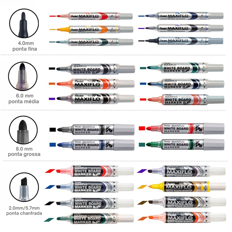 Pentel Maxiflo Green Label Whiteboard Marker with Wide Chisel Tip