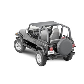 MasterTop Bimini Summer Soft Top, Black Diamond - Fits Jeep Wrangler YJ 1987-1995 - Open Air Fabric Top Cover for Sun and Light Rain Protection