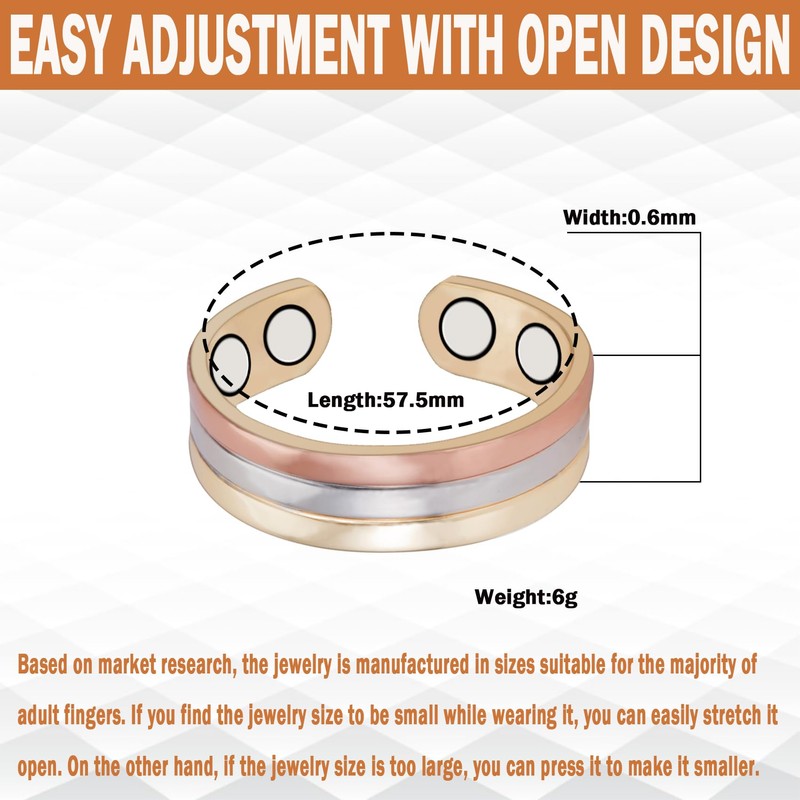 Wallet Adjustable Healthy Magnetic Copper Ring Arthritis Men Women CPR-0932,