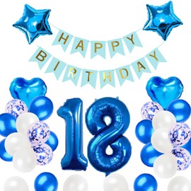 18th Birthday Balloons, Balloons, Decoration Set, Blue, Number Balloons, 18, Happy Birthday Garland, Heart Balloons, Confetti Balloons, Birthday Balloons, Boys, Girls, Celebrations, Birthdays,