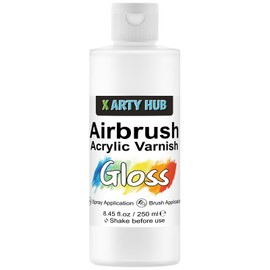 X ARTY HUB Acrylic Varnish Gloss 8.45 fl oz / 250 ml, Anti-Yellowing/Fading/Cracking Acrylic Paint Sealer, Waterproof, Stain & Moisture Resistant Coating, Brushable and Sprayable