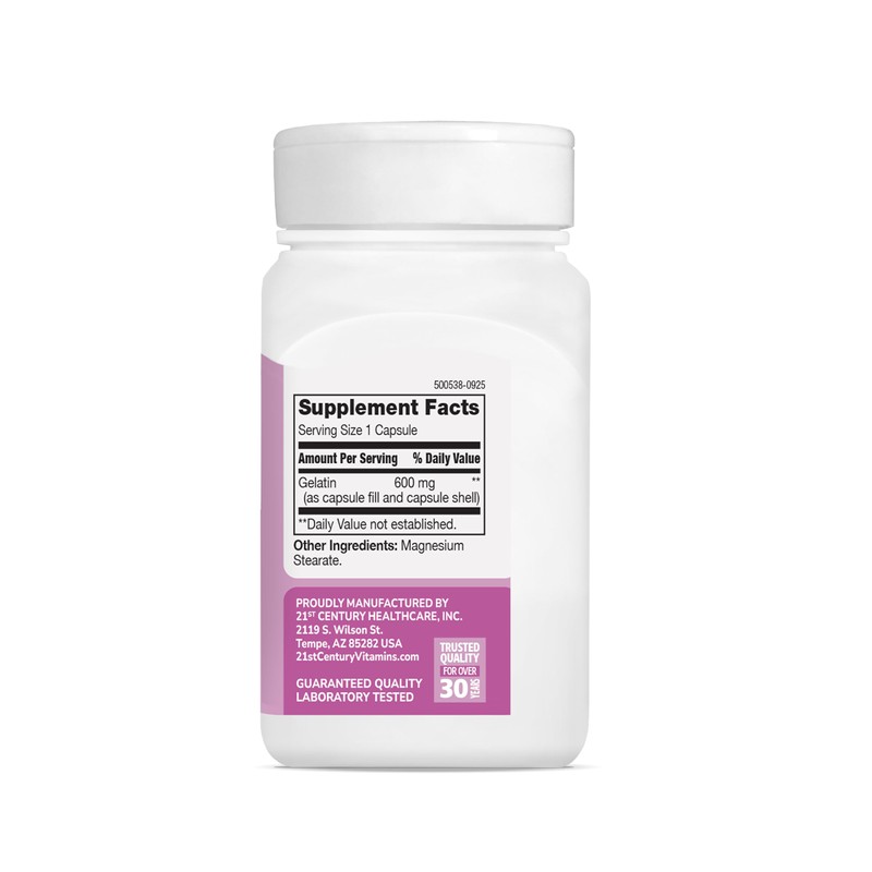21st Century Gelatin 600mg, 100 Capsules