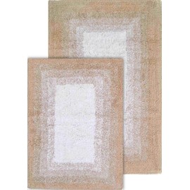 Chesapeake Merchandising 18652 Whitney Reversible 2 Piece Bath Rug Set-Doeskin Beige, 21" x 34" & 17" x 24"