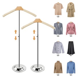 Fumingpal 20-35 Inch Height Adjustable Clothing Display Stand, T Shirt & Coat Rack for Retail (White, 2 Pcs)