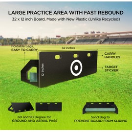 ZivPlay Soccer Rebounder Board Soccer Training Equipment Portable Wall Trainer for Kick Back Practice with 2 Ball Rebound Angles Includes Sand Bag 32 x 12 Inch