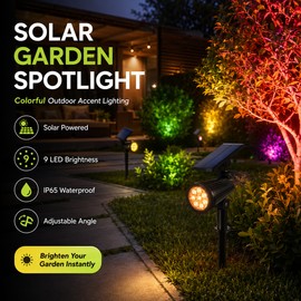 Solar Spot Light for Outdoor Decoration – 9-LED Adjustable Brightness for Garden, Lawn & Pathway