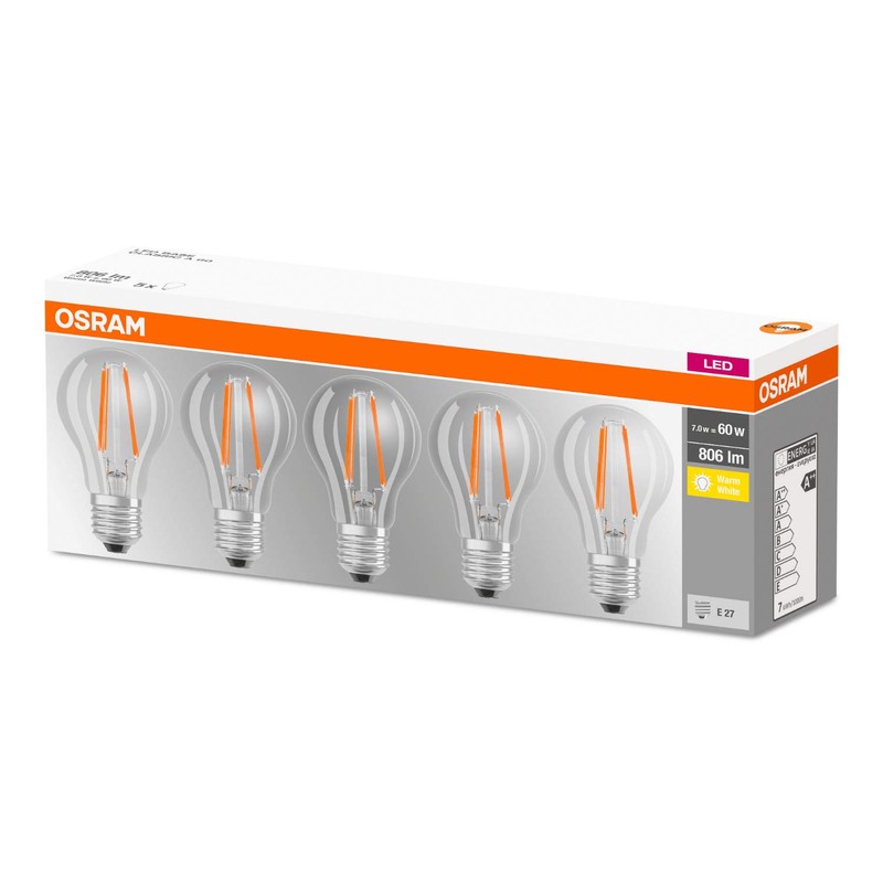 Osram LED Base Classic A Lamp, Socket: E27, Warm White,