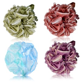 Yoget - Paquete de 4 esponjas de baño de lufa, 4 esponjas de baño de 60 g, exfoliantes, limpias, calman la piel
