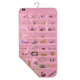 BB Brotrade Hanging Jewelry Organizer,Accessories Organizer,80 Pocket Organizer for Holding Jewelries (Pink)