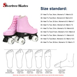 Silvertree Women's Roller Skates PU Leather High-top Roller Skates Four-Wheel Roller Skates Shiny Roller Skates with Carry Bag for Girls