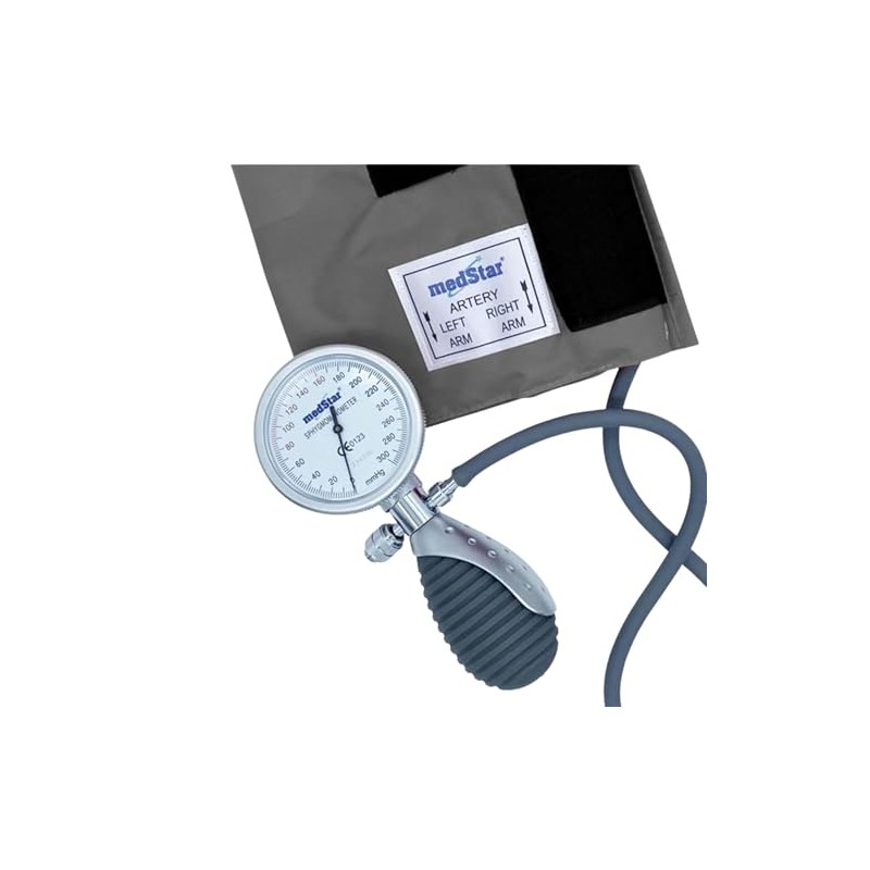 KIT MEDSTAR | Baumanómetro Aneroide Platinum GRIS y Estetoscopio de