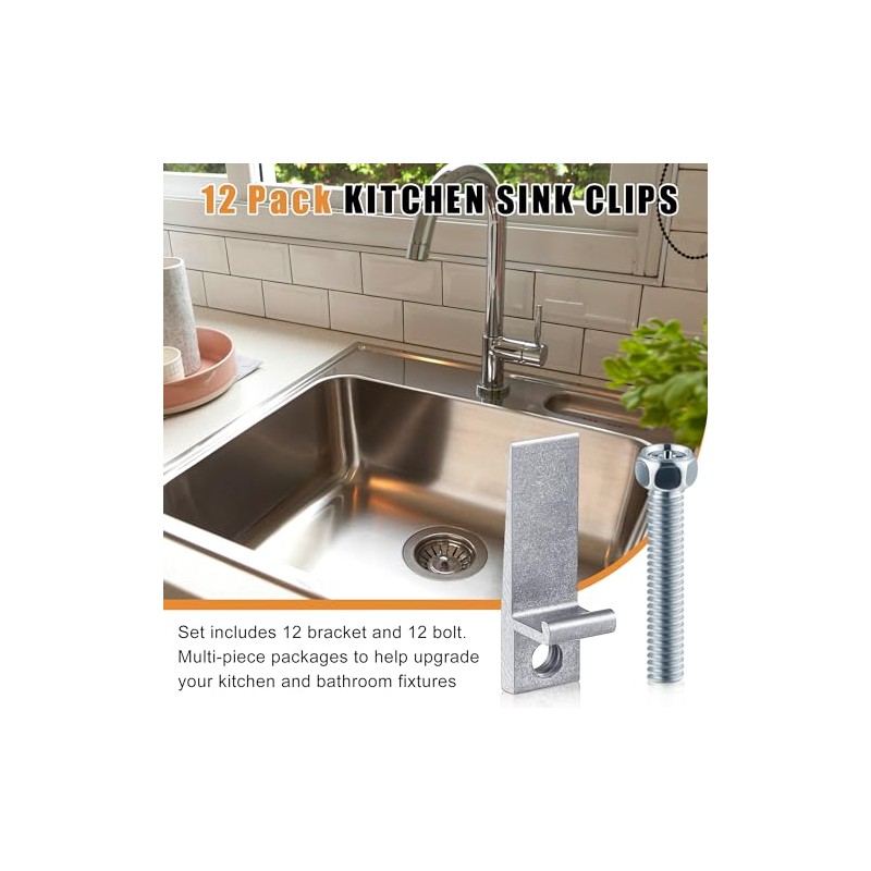 Dreyoo 12 Pack Sink Clips for Countertop Sinks, Heavy Duty