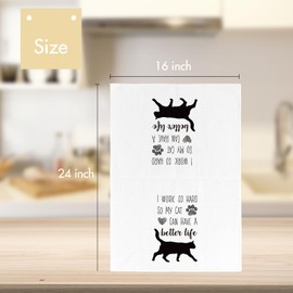 Joyriza Cat Lady Gifts for Women Cats Lovers, 16×24 Inch Decorative Towels Dish Cloths, Funny Kitchen Tea Towel with Sayings - I Work So Hard So My Cat Can Have A Better Life