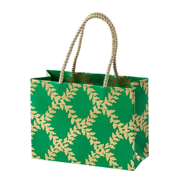 Caspari Acanthus Trellis Small Gift Bag in Green - 1