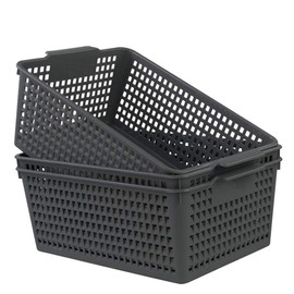 Ortodayes Cupboard Storage Baskets, Set of 3 Storage Baskets, Plastic Basket Organizer Grey