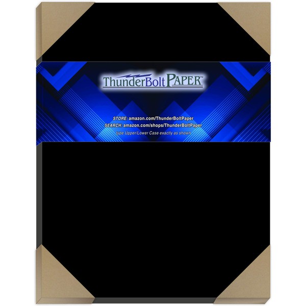 50 Dark Black Smooth Card/Cover Sheets - 8" X 10"