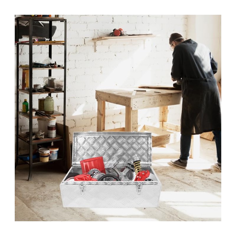 GarveeTech 22 Inch Aluminum Truck Tool Box, Diamond Plate Trailer