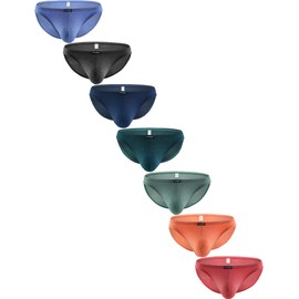 Hanhepee Men's Multipack Modal Microfiber Briefs Sport Summer Bikini Underwear (Large, 7 Multi-Colors)