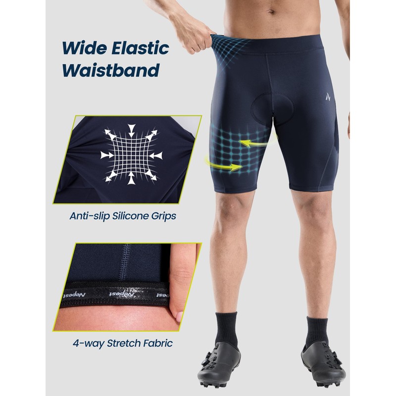Nepest Men's Bike Shorts 4D Padded Cycling Road Biking Riding