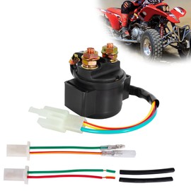 RUHUO Starter Solenoid Relay 12V GY6 4-Stroke Engine 50cc 70cc 90cc 110cc 125cc 150cc 200cc 250cc Compatible with Dune Buggy ATV Dirt Pit Bike Scooter Go Kart Quad 4 Wheeler Moped (2 Adapter Cables)