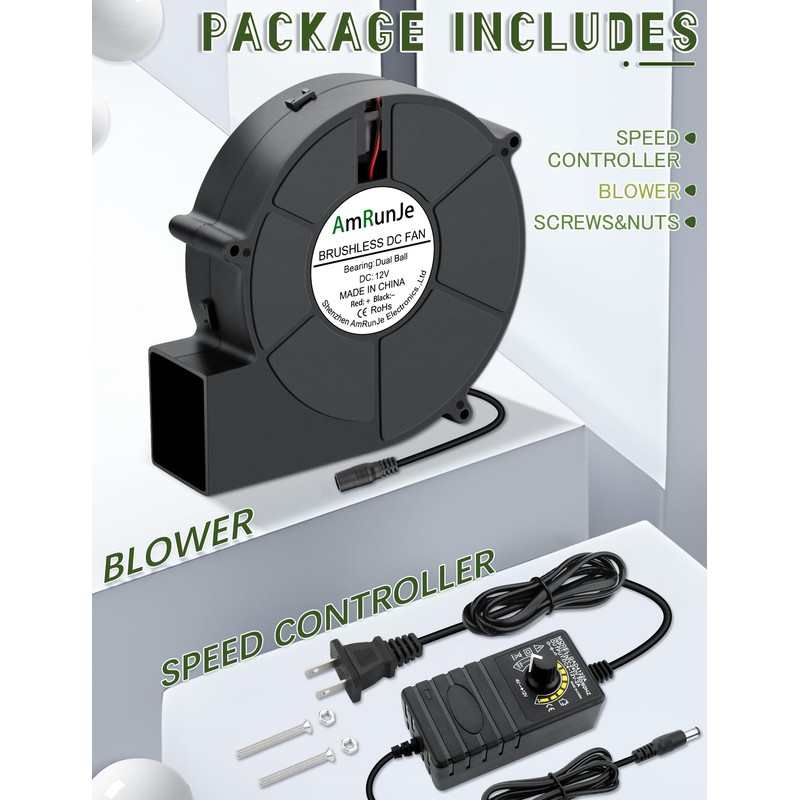 AmRunJe 140mm x 40mm Blower Fan with AC 110v 120v