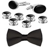 Mens Tuxedo Cufflinks And Tuxedo Shirt Studs Set Black Adjustable