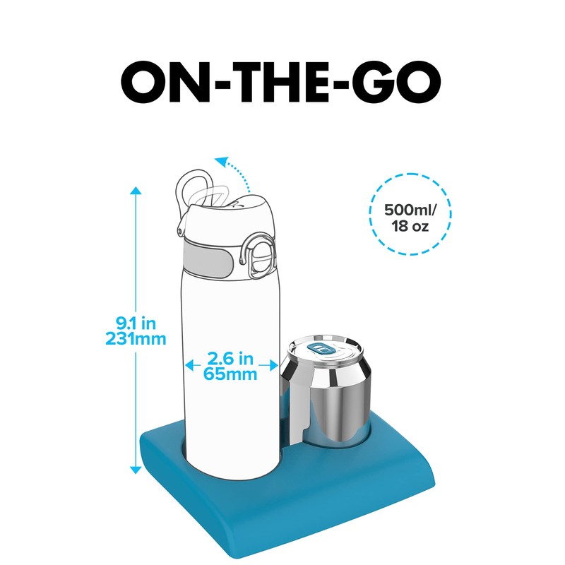 ion8 Leak-Proof Slim Water Bottle, BPA-Free, Blue, 500 ml