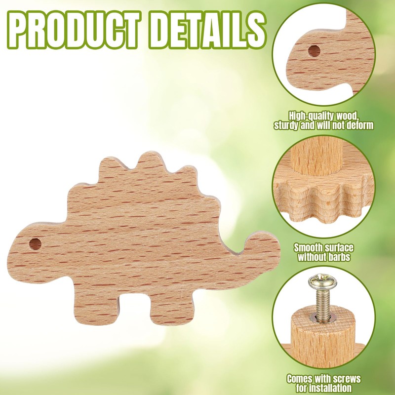 Burbell 8 Pcs Wooden Animal Cabinet Knobs Wood Drawer Knobs