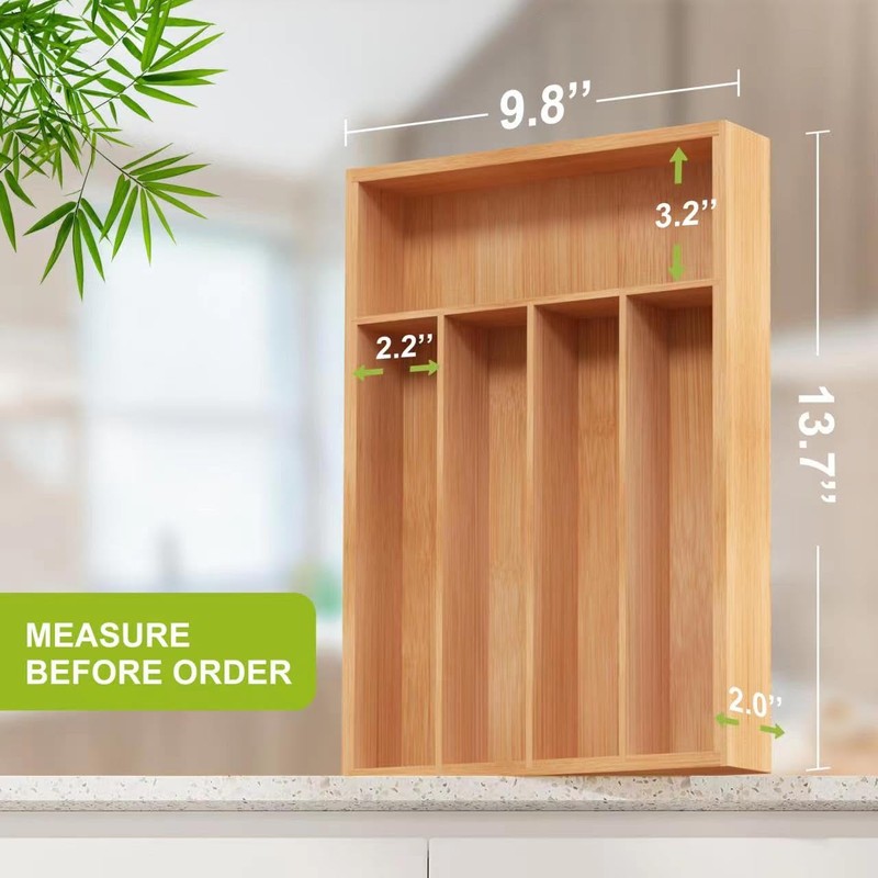 Unibambou Bamboo Utensil Drawer Organizer, Kitchen Organizer for Flatware Cutlery,