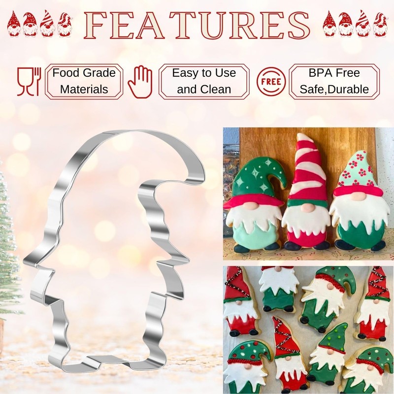 Orapink 3 Pieces Gnome Cookie Cutters Set for Baking Stainless