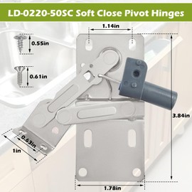 LD-0220-50SC Soft Close Pivot Hinges Pair of Self Closing Cabinet Door Hinge Tip Out Tray Hinges for Closets Bookcases Sink Tip-Out Door Support Frame Hinge with Screws