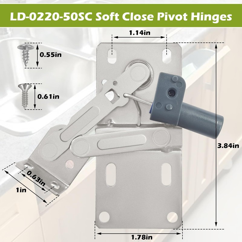 LD-0220-50SC Soft Close Pivot Hinges Pair of Self Closing Cabinet