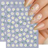 6 Sheets Cute Daisy Nail Stickers 3D Self Adhesive Embossed