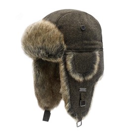 Kurhatic Winter Trapper Hat,Warm Faux Fur Aviator Hat,Russian Trooper Hunting Ski Hat with Ear Flaps for Men & Women M