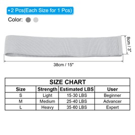 PATIKIL Hip Resistance Bands, 2 Pack Non-Slip Exercise Workout Bands with 2 Resistance Levels, Towel Bands for Beach Chairs Cruise Gray, Dark Gray