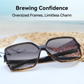 Dollger Oversized Square Sunglasses for Women Big Large Wide Fashion Shades for Men 100% UV Protection leopard 2