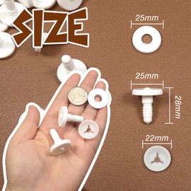 TOAOB 20 Set 25mm Doll Joints White Plastic Animal Joints for Doll Making Limbs and Head Joints
