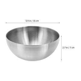 Luxshiny 2pcs Korean Stainless Steel Bowls, Metal Serving Bowl Small Mixing Bowl Salad Bowls Dessert Bowls Kitchen Prep Bowl for Cereal Noodle Ramen Snacks Silver