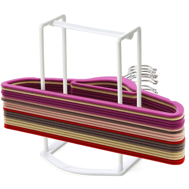 HAKDAY Hanger Stacker Organizer Stand, White Portable Hanger Holder Laundry