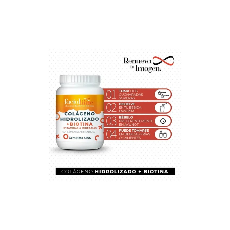 Kit 4 Colágeno Con Biotina + Ácido Hialurónico 450gr