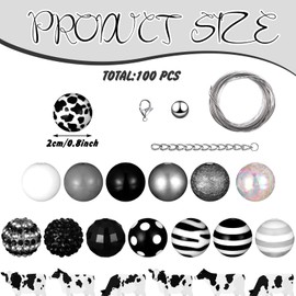 Sasylvia 100 Pcs 20 mm Bubblegum Beads for Pens Rhinestone Beads Shine Disco Ball Beads Plastic Chunky Beads Loose Round Spacer Beads for Jewelry Making DIY Craft Pen Bracelet Supplies(Plain Style)