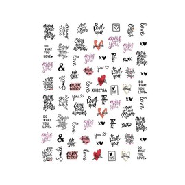 Heart Love Nail Sticker Valentine Day Bear Love You Kiss Nail Decal Sticker Xh827Sa Nail Wraps Art Stickers Manicure Supplies for Women for Home Nails Full Long Lasting Easy Apply and Remove