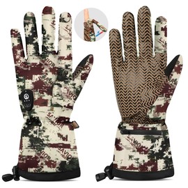 day wolf Heated Hunting Gloves with Automatic Shut-Off Breastfeeding Switch for 10 Hour Heating, Hinged Index Fingertip (Rock Camouflage, XXS)