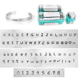 ImpressArt - Juniper Letter, Number and Tools Metal Stamping Bundle, w/Ergo-Angle Stamping Hammer, Metal Stamp Guides, Small Steel Stamping Block, Small Enamel for Hand Stamping Jewelry…