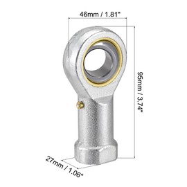 uxcell PHSB12 Rod End Bearing 3/4-inch Bore Pre-Lubricated Bearing 3/4-16 Female Thread Left Hand
