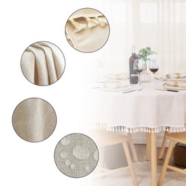 Round Tablecloth 120 Waterproof Tablecloth Round Cotton Linen Tassel Round Tablecloth Plain Round Tablecloths for Home Table Decoration Birthdays Festival Parties