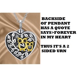 Fashion Jewelry Rare TREE HEART OWL CREMATION URN ASHES KEEPSAKE Pendant 925 Silver 20" Necklace