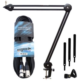 keepdrum MS138 Microphone Arm Tripod Articulated Arm Tripod + keepdrum Microphone Cable XLR 6 m