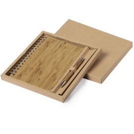 noTrash2003 Notizbuch mit Kugelschreiber aus Bambus – Nachhaltiges Ringbuch A5 mit 80 Blättern festes Hardcover – Öko-Design Schreibset inkl. Kugelschreiber mit Jumbo-Mine schwarzer Tinte